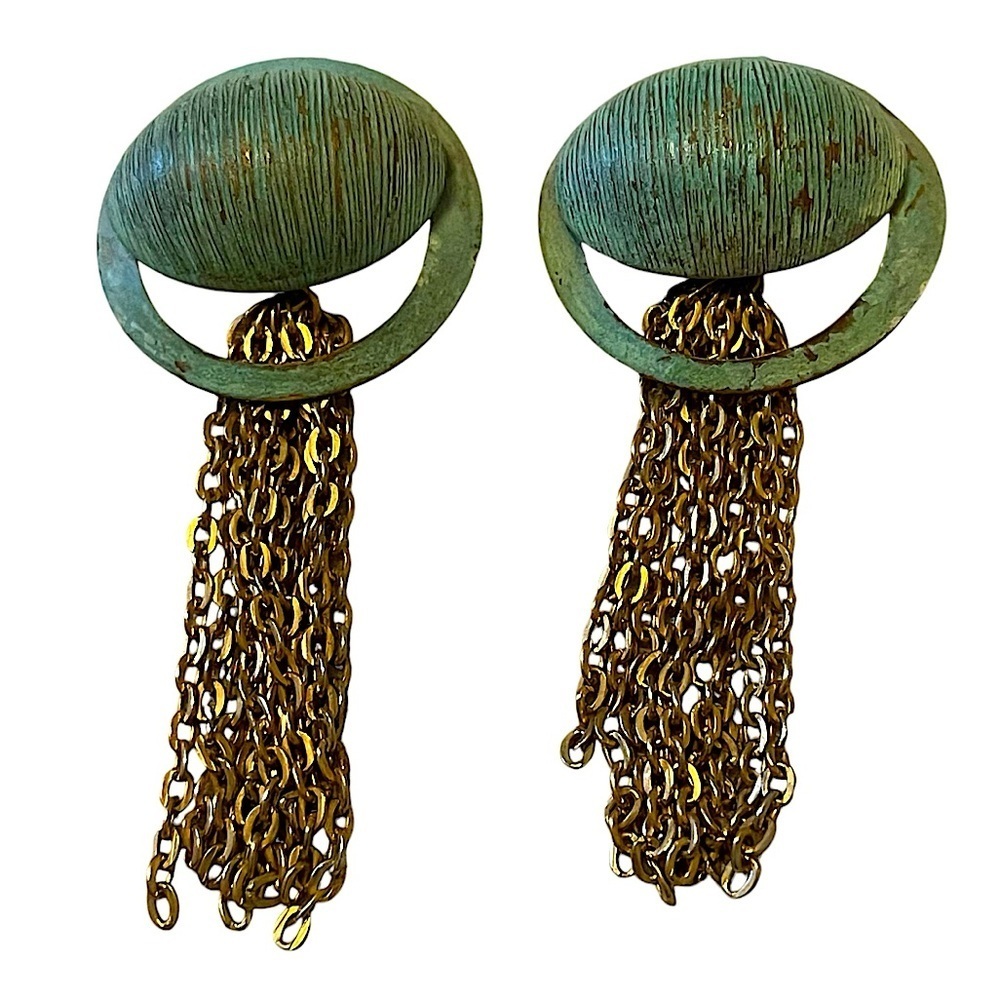 Boho Vintage Chain Detail Clip Back Earrings